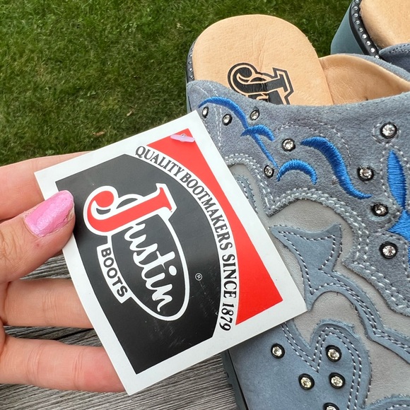 Y2K Vintage Justin Mule Slip On Shoes Western Women’s SZ 5.5 Leather Brand New - Picture 3 of 16